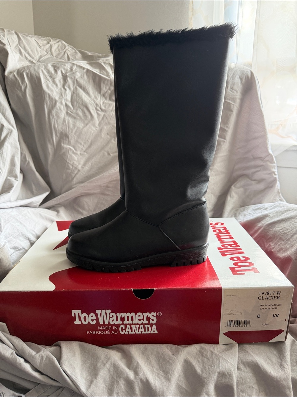 Toe Warmers Women’s Glacier Black Boots - Size 8 W